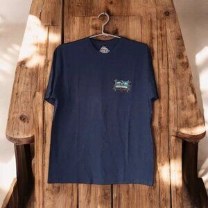 Men's casual blue short-sleeved shirt